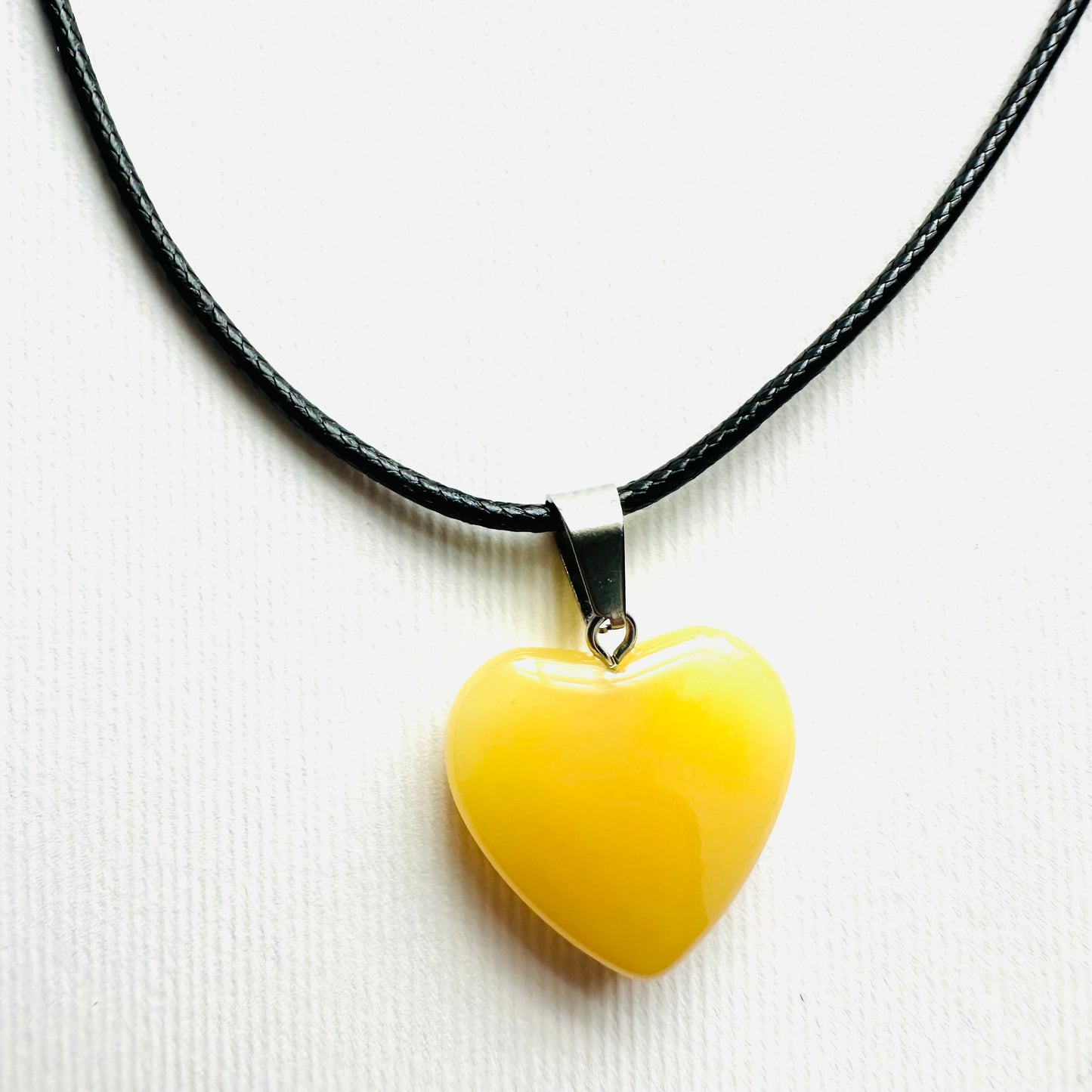 Heart necklace ( yellow natural stone)