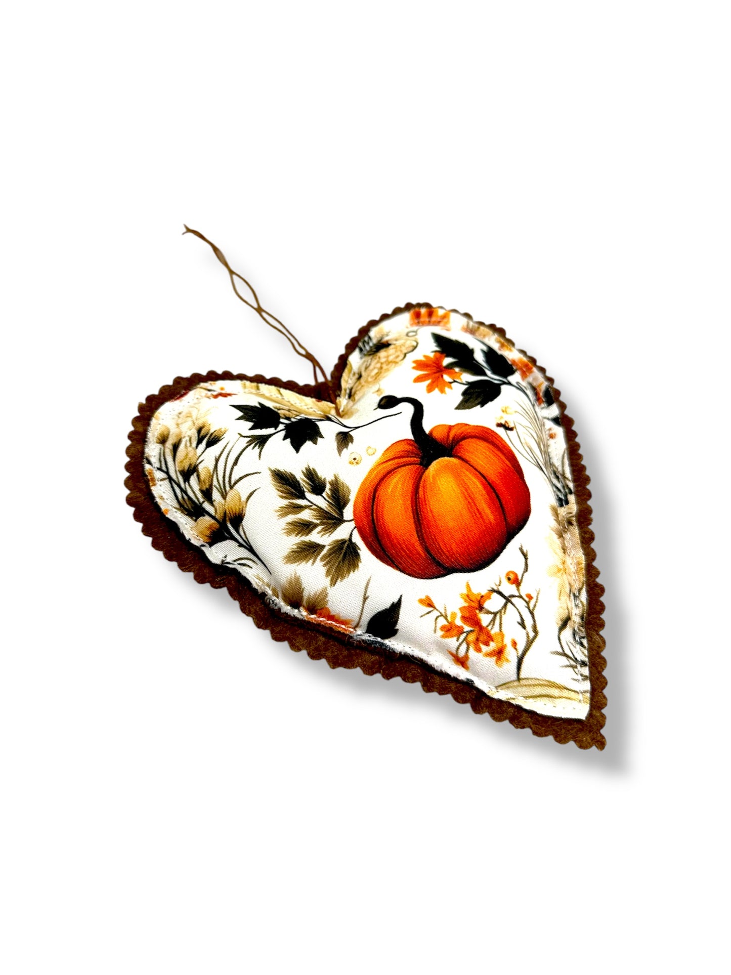 Autumn pumpkin, hanging heart decoration.