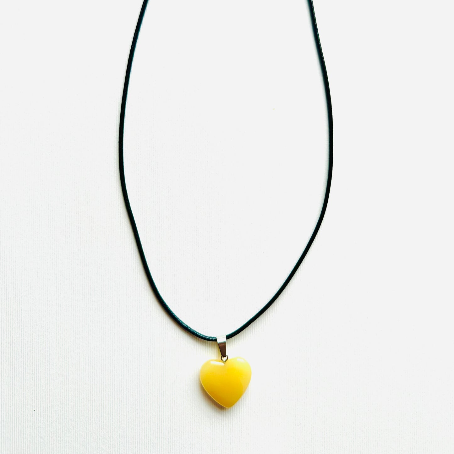 Heart necklace ( yellow natural stone)