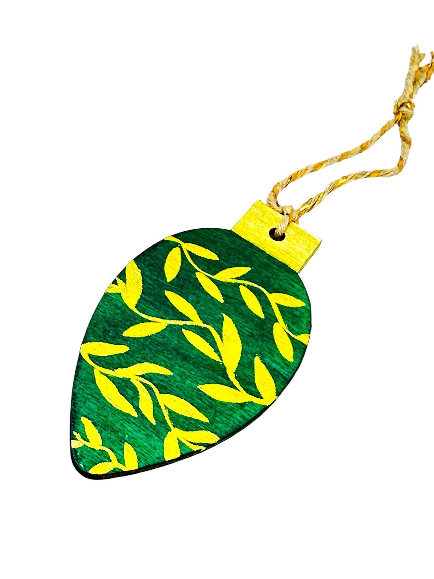 Green and gold Christmas tree decoration.
