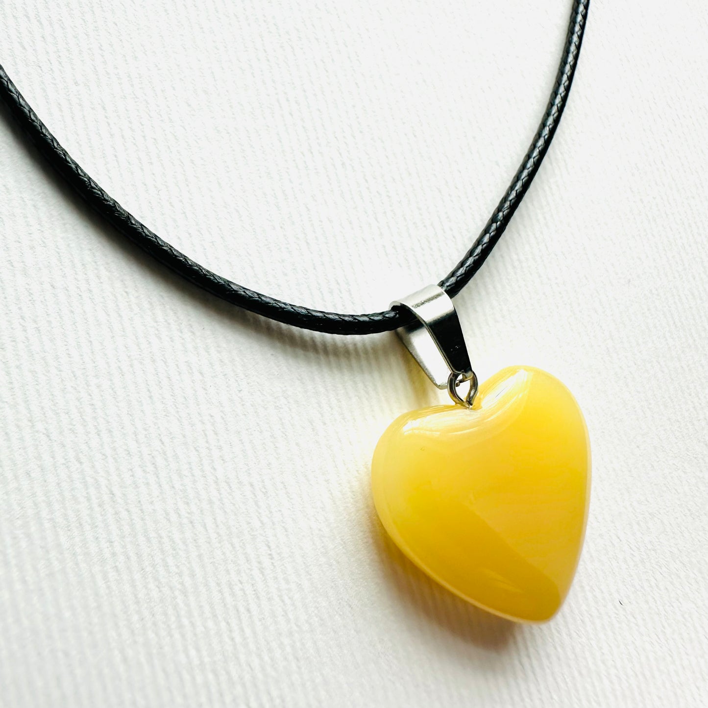 Heart necklace ( yellow natural stone)