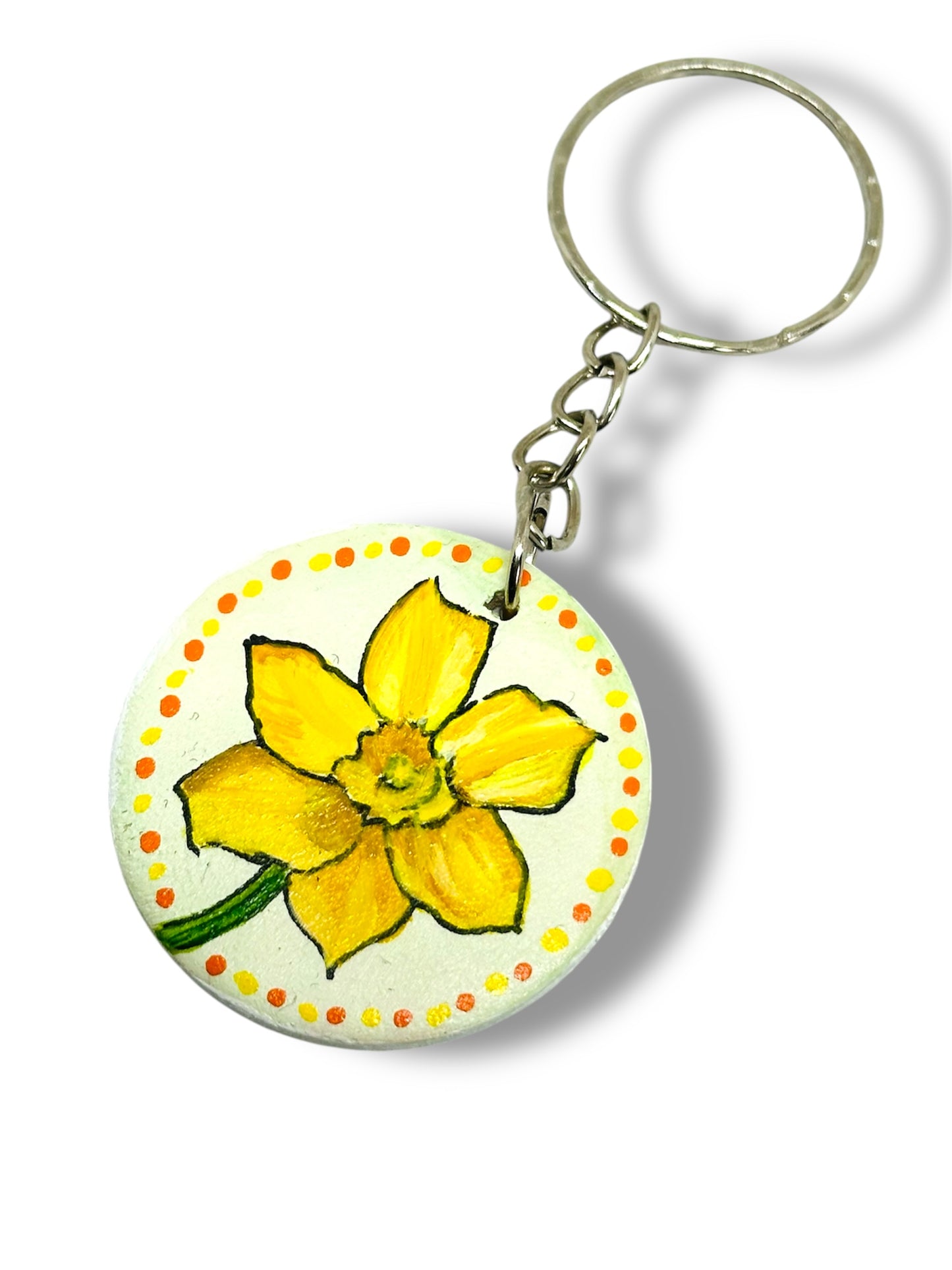 Daffodil keyring/keychain/bag charm.