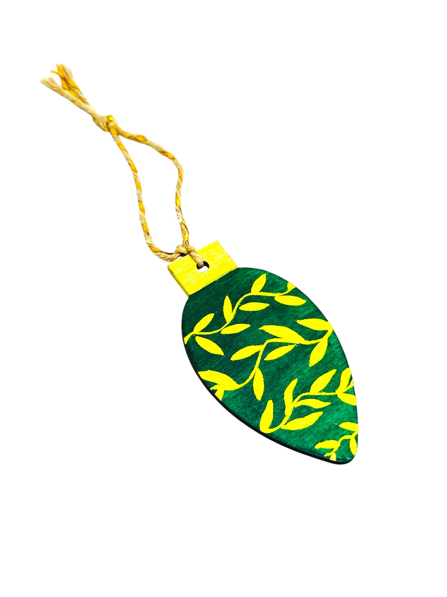 Green and gold Christmas tree decoration.