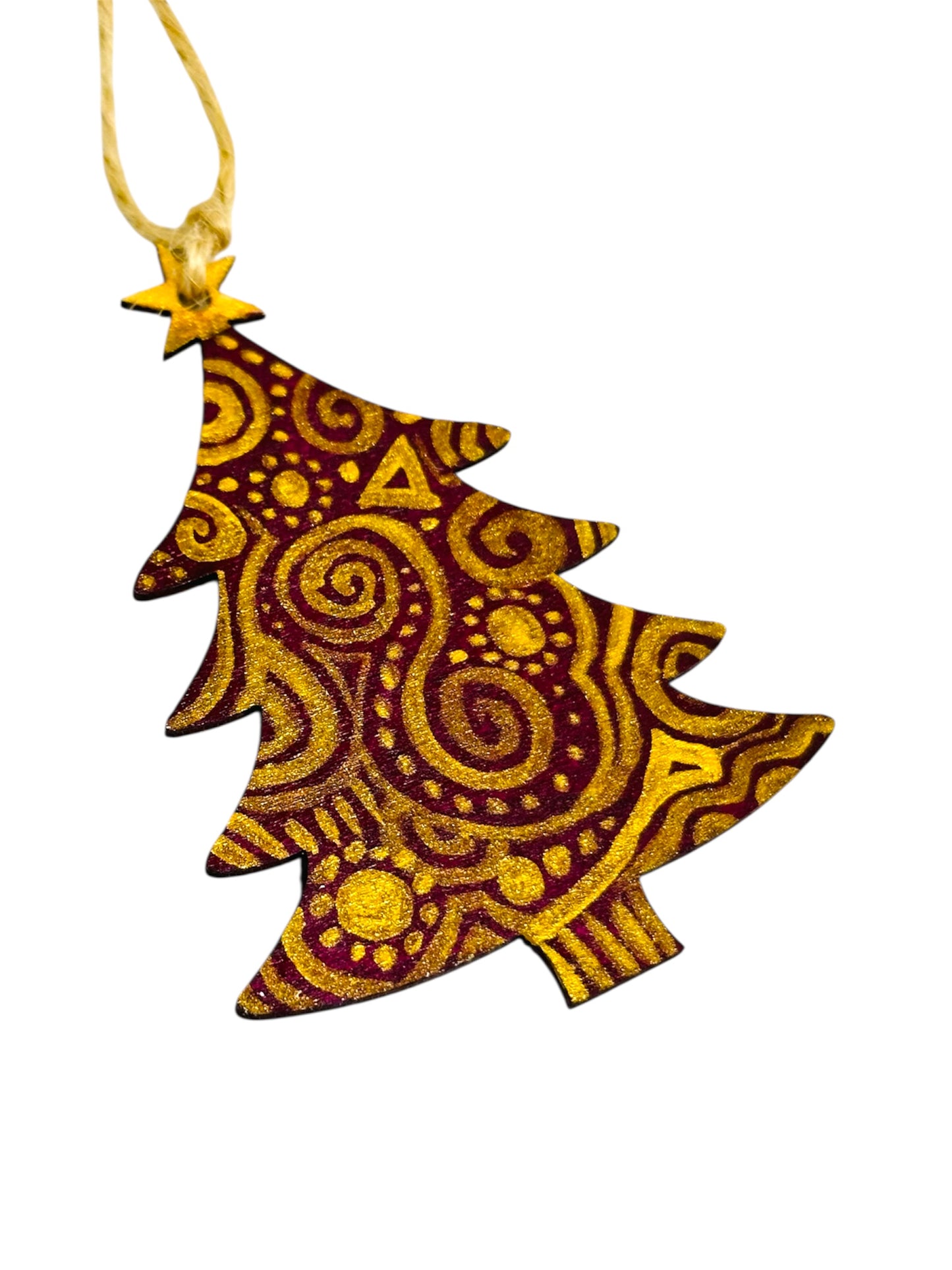 Red and gold Christmas tree decoration.