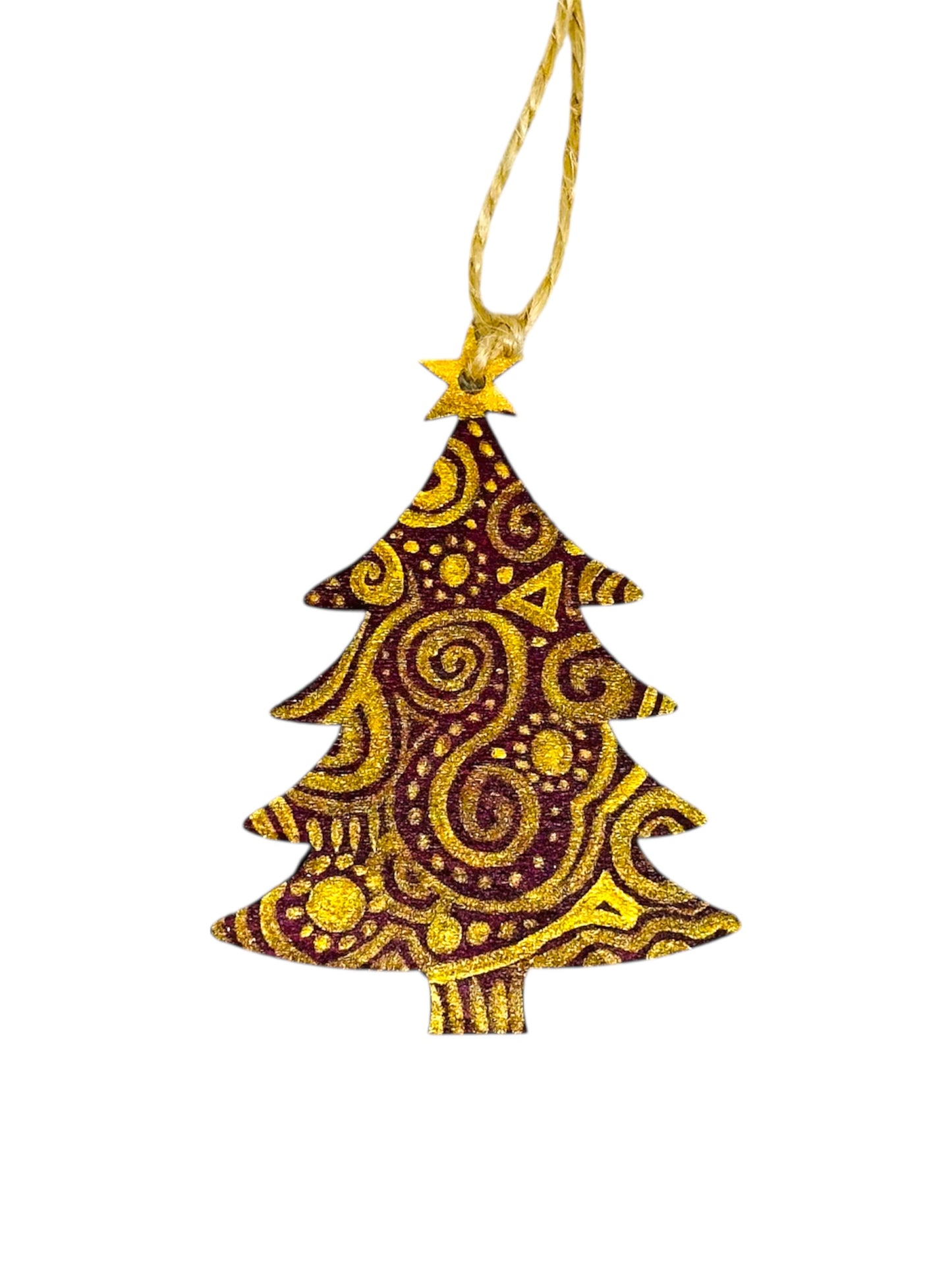 Red and gold Christmas tree decoration.