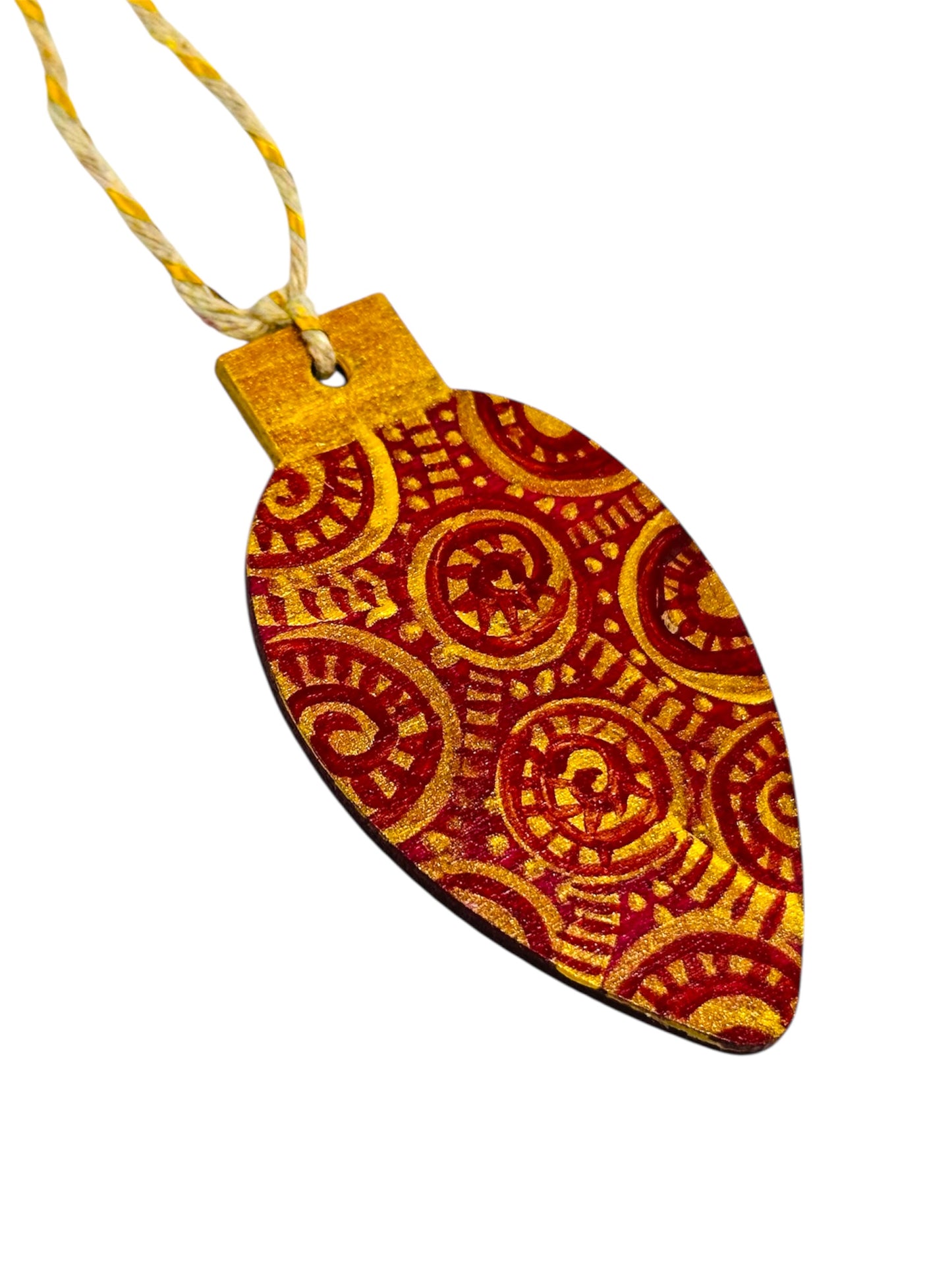 Red and gold Christmas tree decoration.