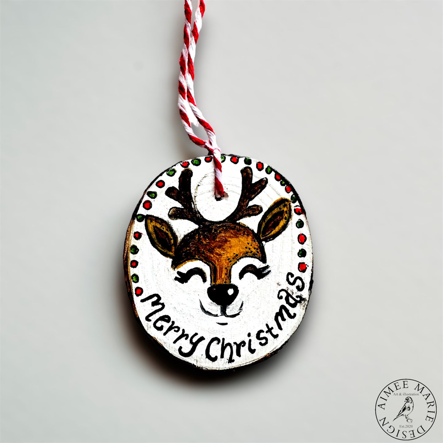 Handmade Christmas reindeer decoration.