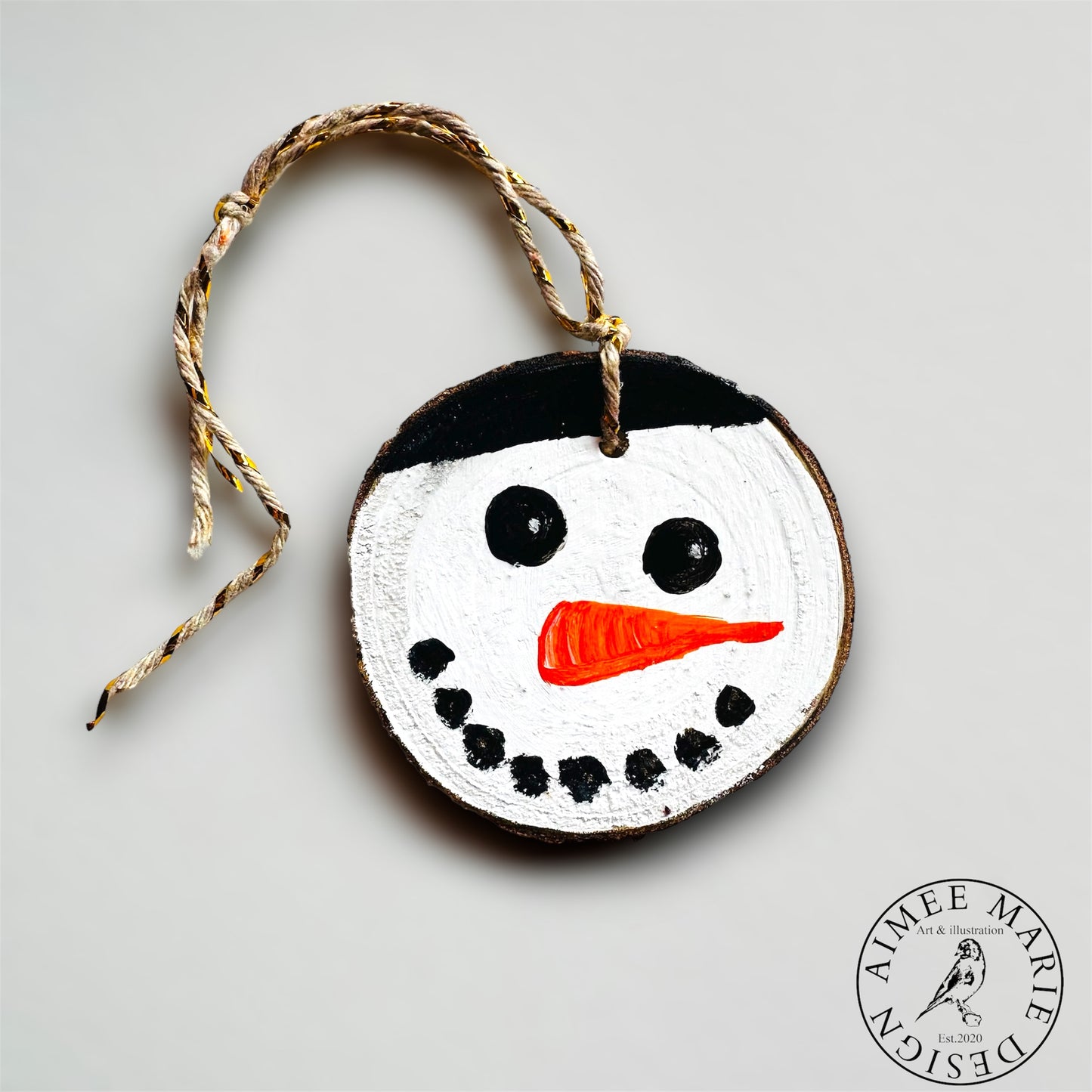 Handmade snowman Christmas decoration.