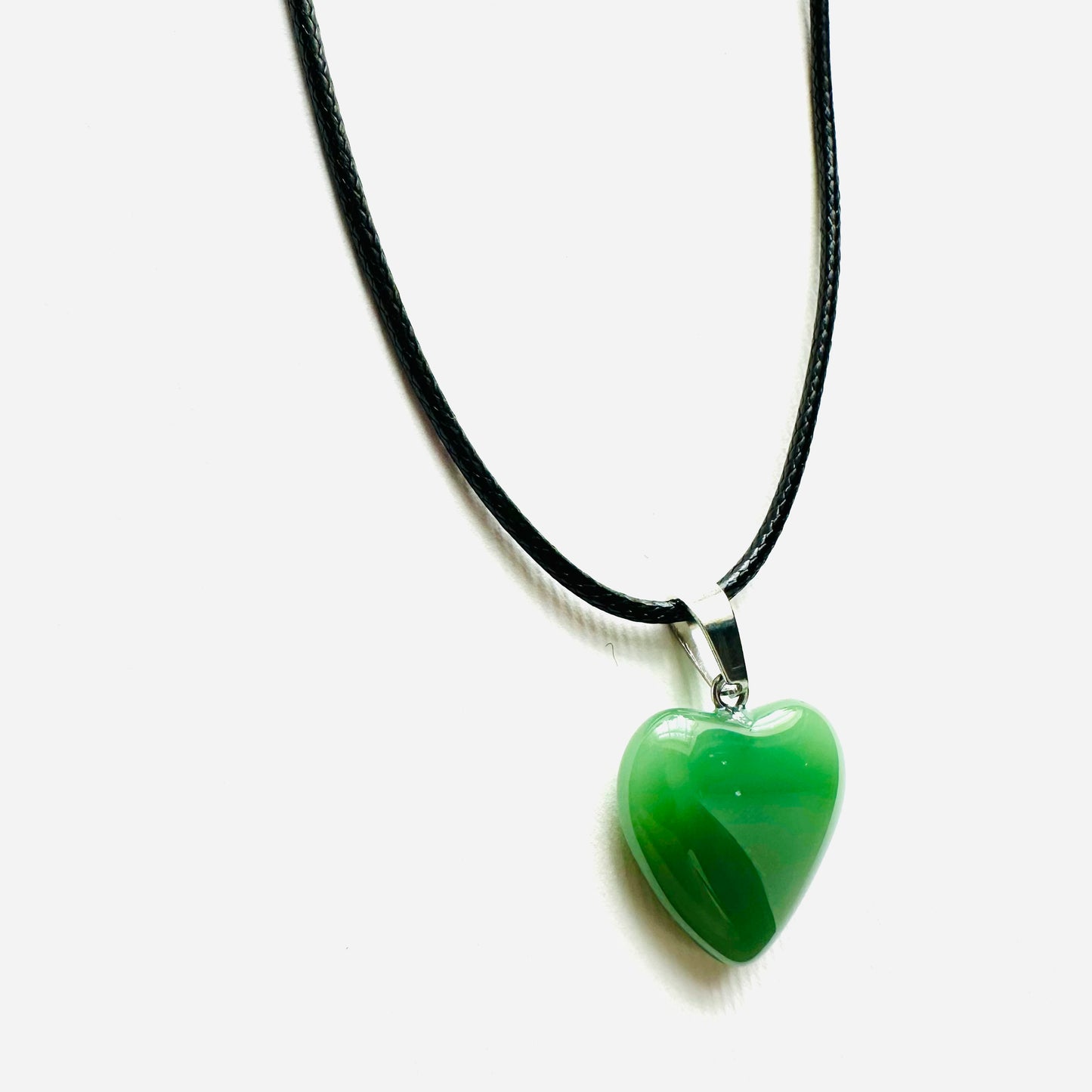 Heart necklace ( dark green natural stone)