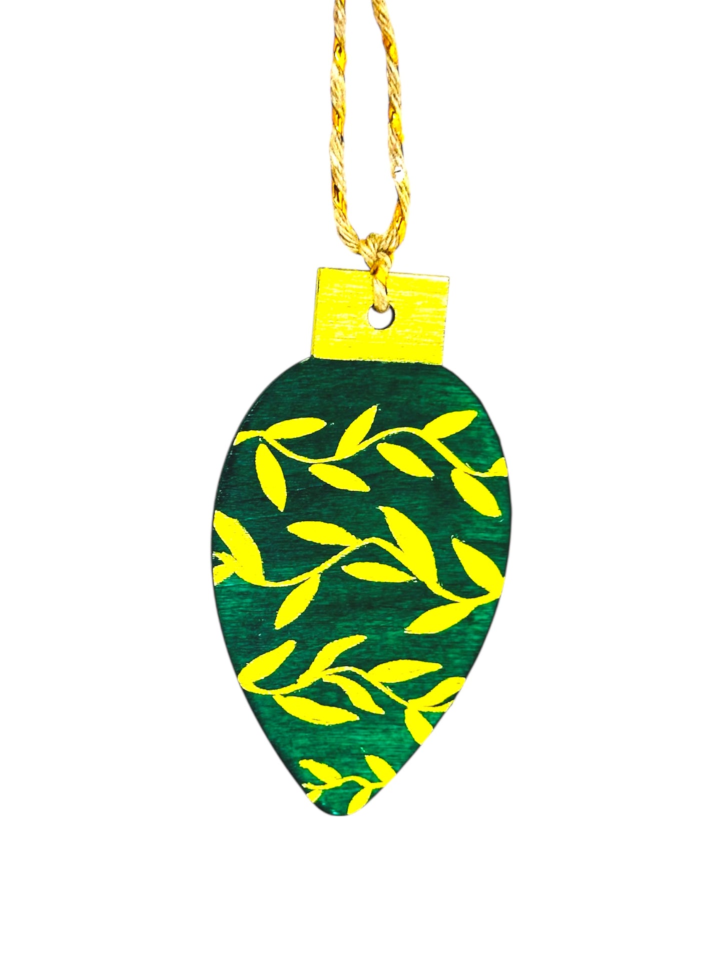 Green and gold Christmas tree decoration.