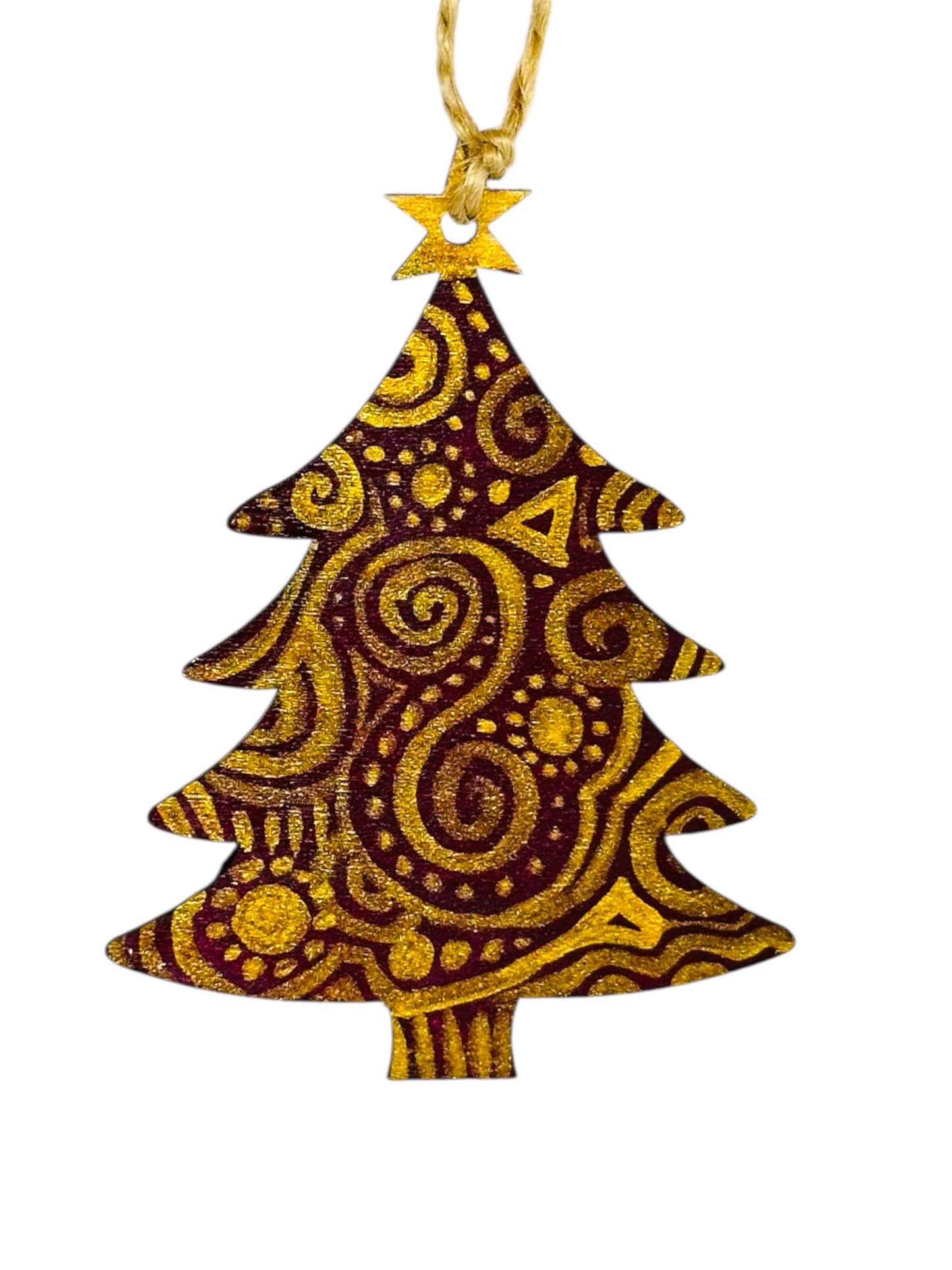 Red and gold Christmas tree decoration.