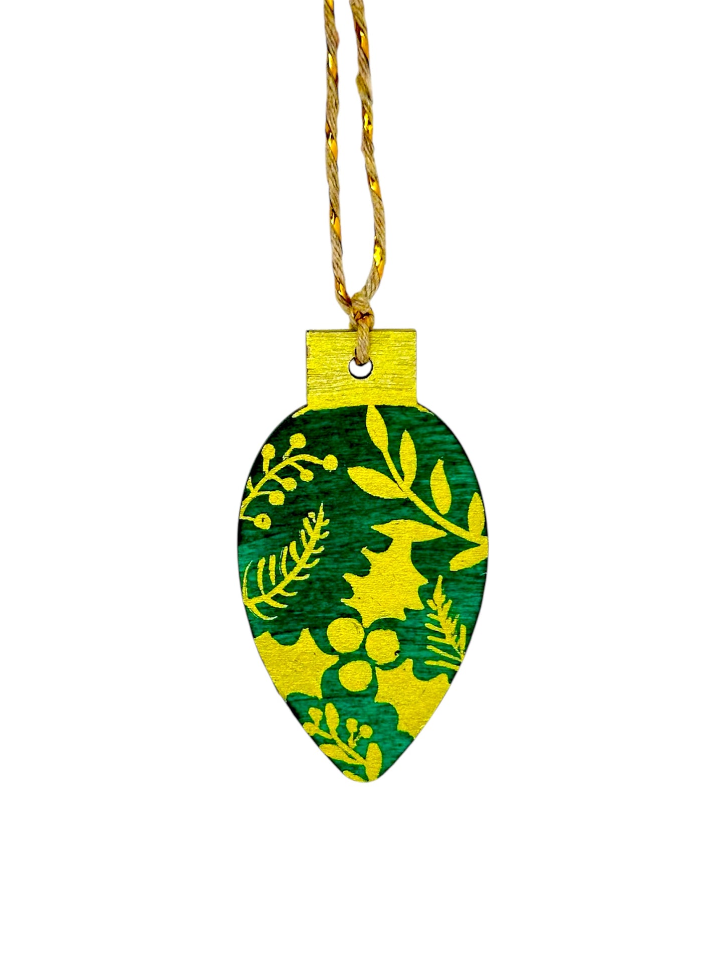 Green and gold Christmas tree decoration.