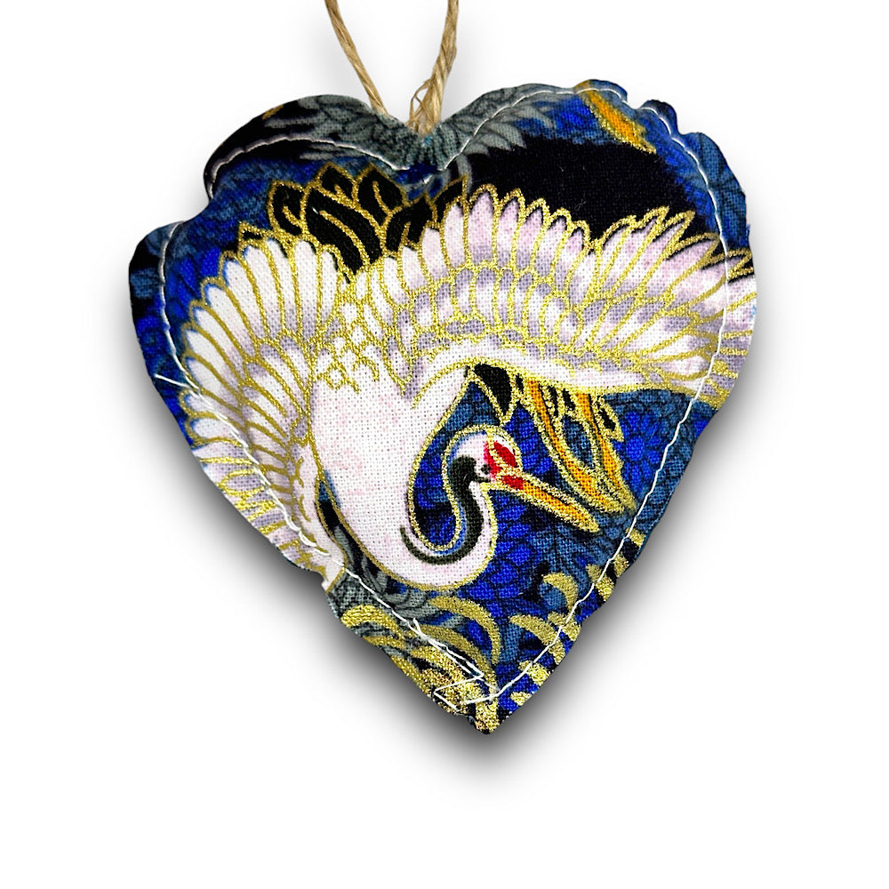 Lavender scented hanging heart decoration - stork