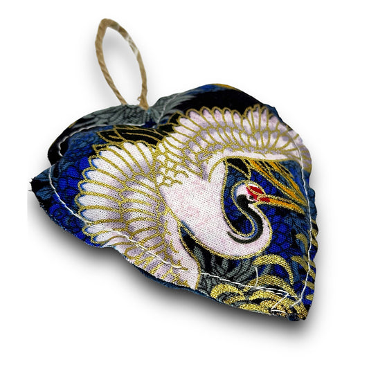 Lavender scented hanging heart decoration - stork