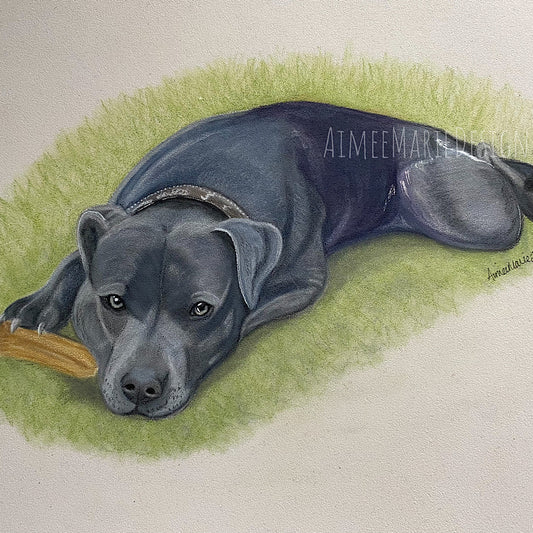 Staffordshire bull terrier original art.