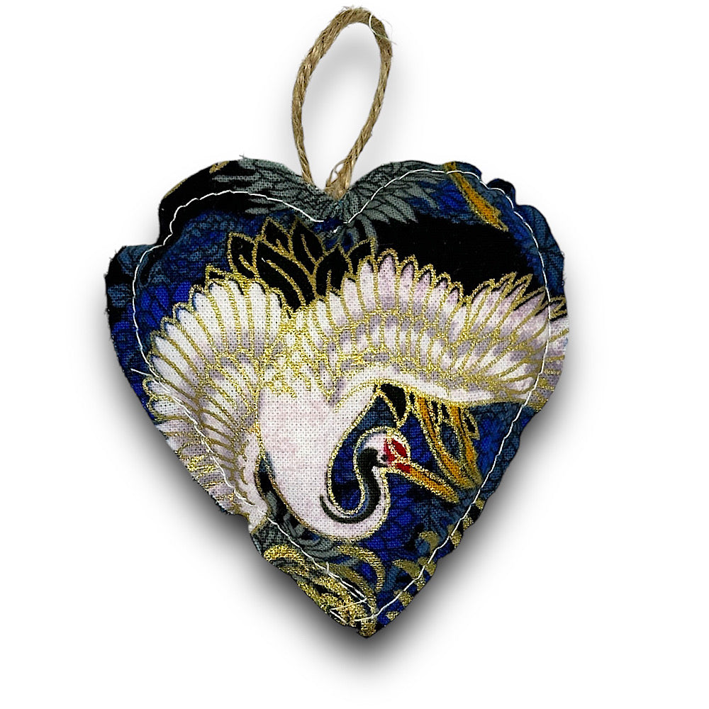 Lavender scented hanging heart decoration - stork