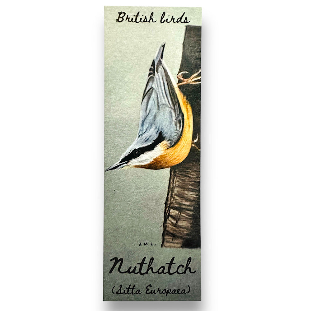 Eurasian nuthatch, British birds bookmark.