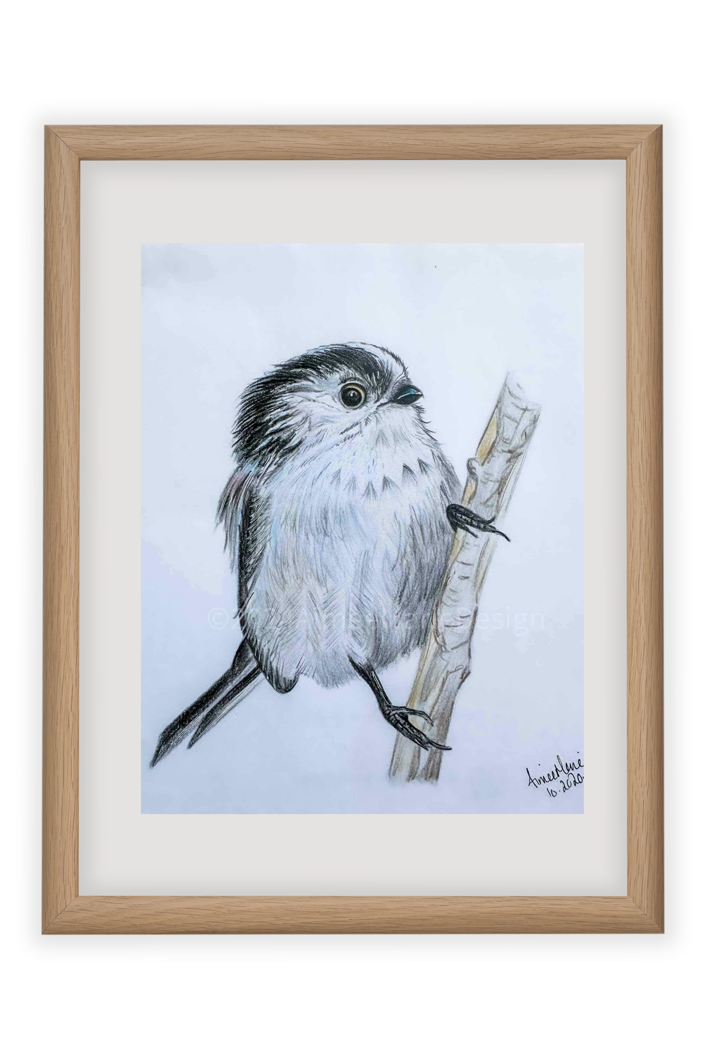 Long-tailed tit original art.