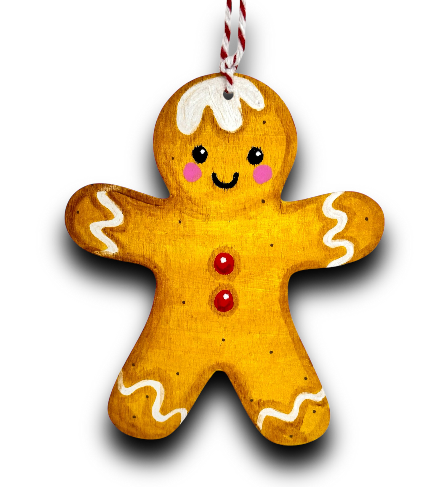Handmade gingerbread man Christmas decoration.