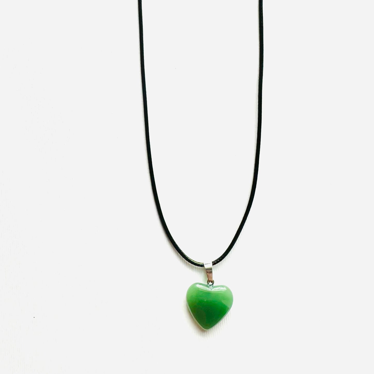 Heart necklace ( dark green natural stone)