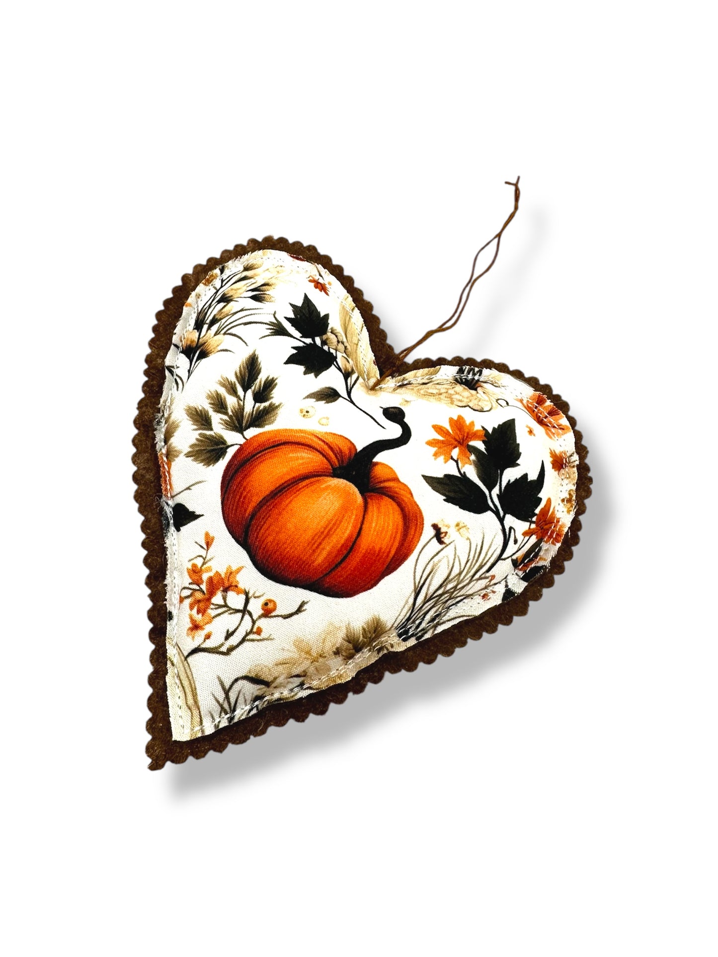 Autumn pumpkin, hanging heart decoration.