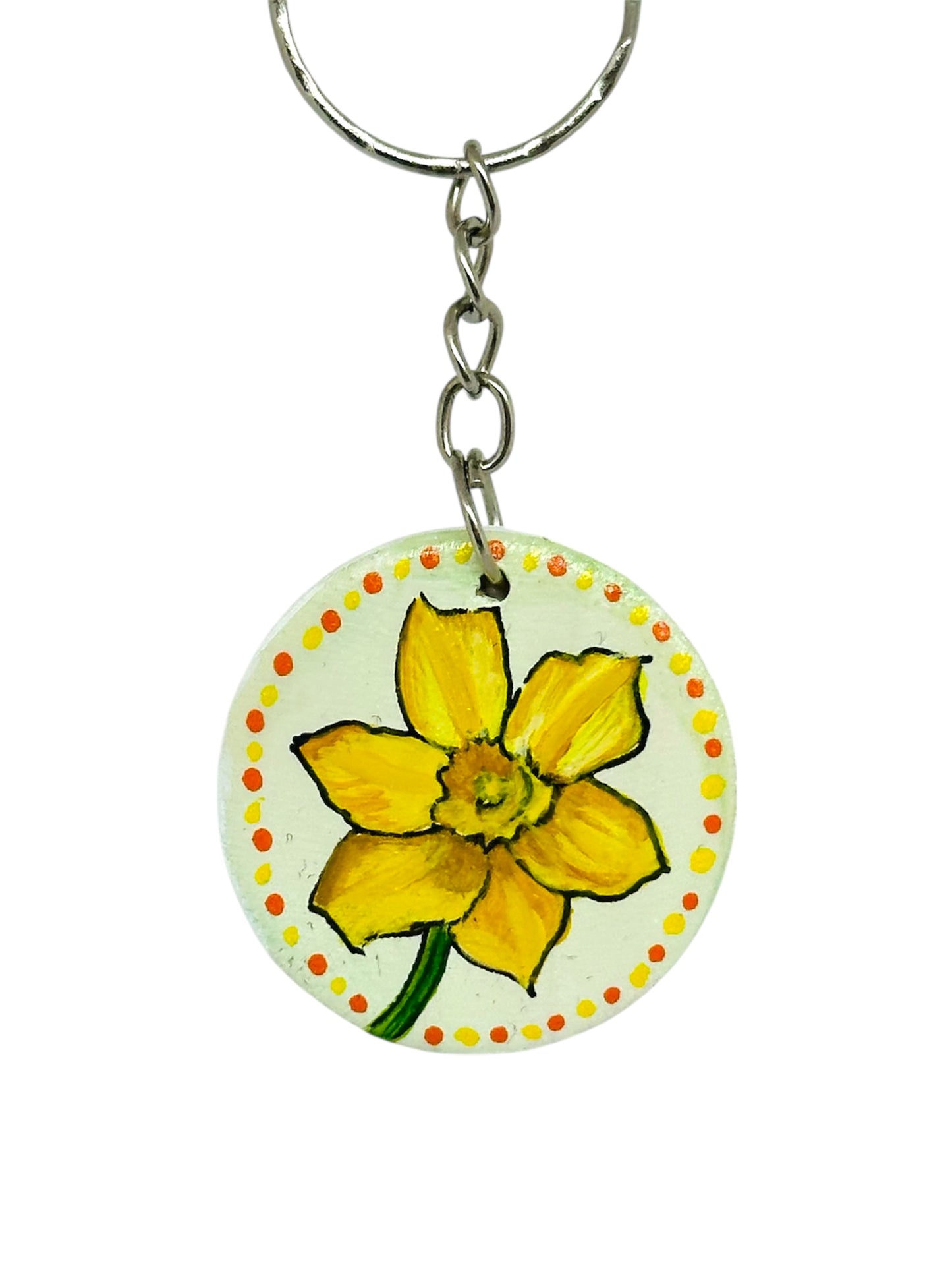 Daffodil keyring/keychain/bag charm.