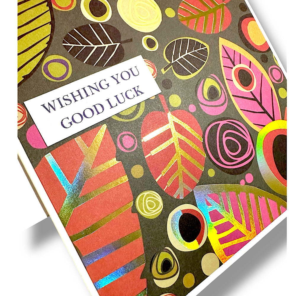 Handmade “ wishing you good luck “ greeting card.