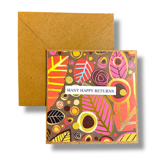 Many happy returns, handmade birthday card.