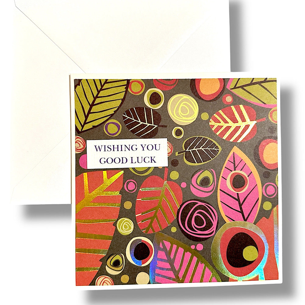 Handmade “ wishing you good luck “ greeting card.
