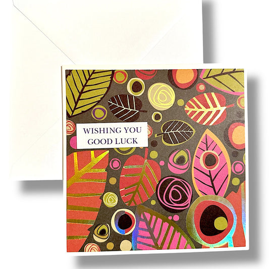 Handmade “ wishing you good luck “ greeting card.