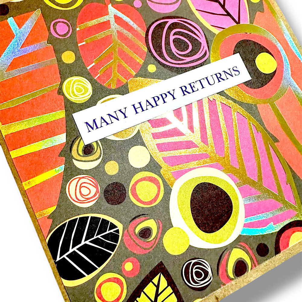 Many happy returns, handmade birthday card.