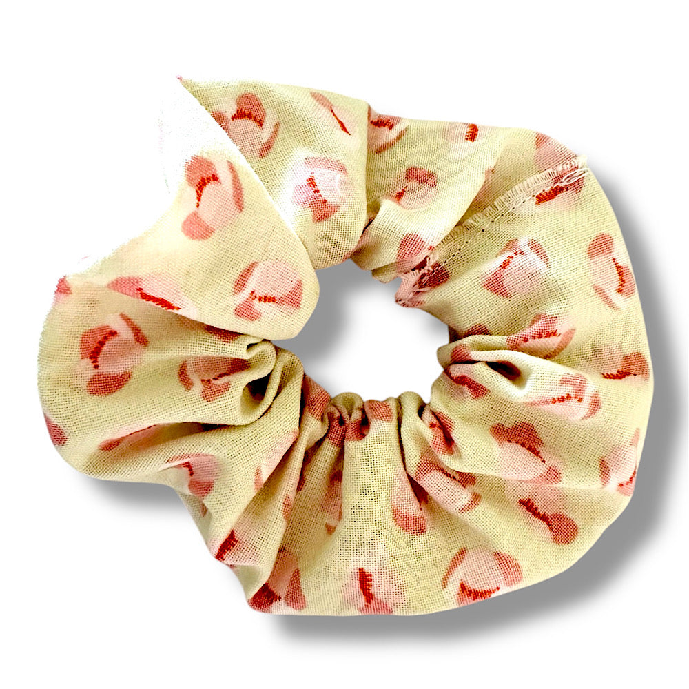 Large light green floral scrunchie