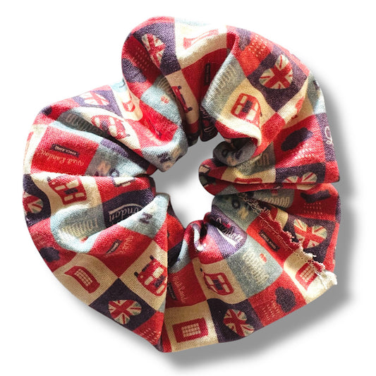 Large handmade “London/UK” themed scrunchie.