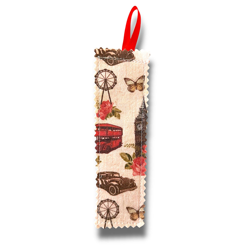 Handmade fabric “London/UK” themed bookmark.