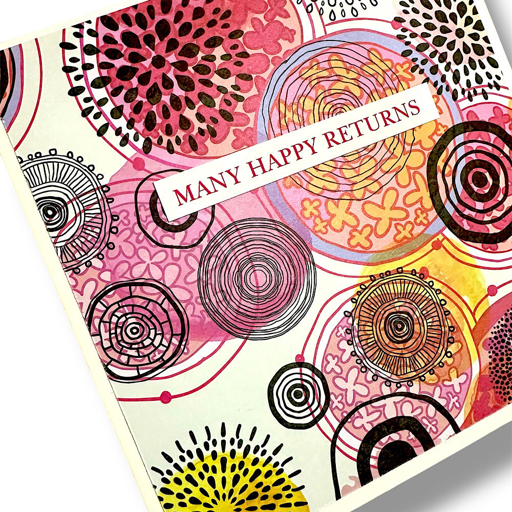 Many happy returns! Handmade birthday card.