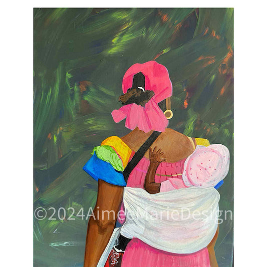 Mother and child original painting. Acrylic on canvas.