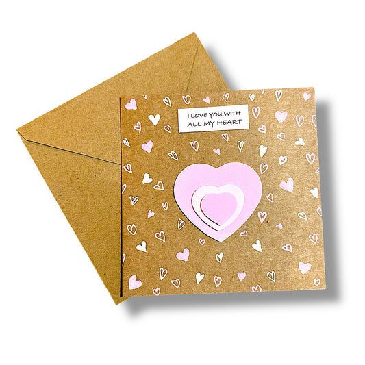 Pink and white hearts Valentine’s Day card.