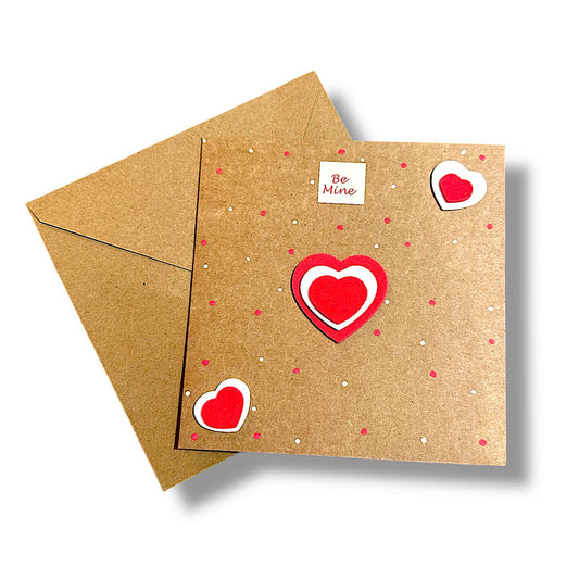 Red and white hearts, Valentine’s Day card.