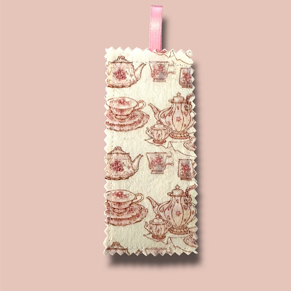 Handmade “teapots” fabric bookmark.