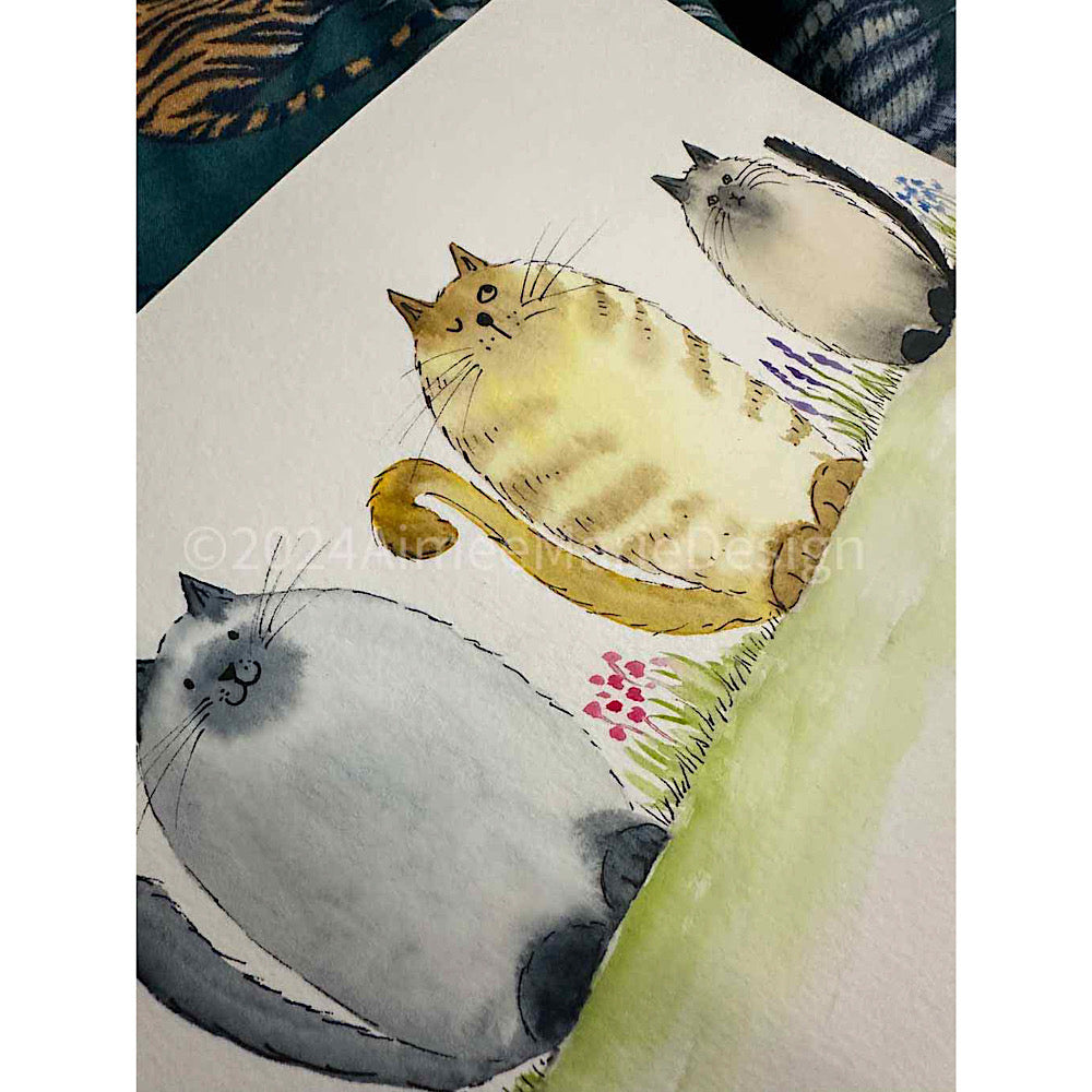 Watercolour cat painting.