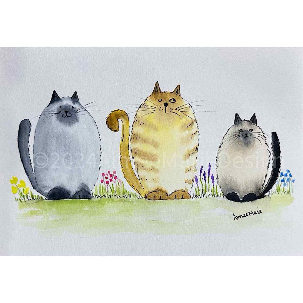 Watercolour cat painting.