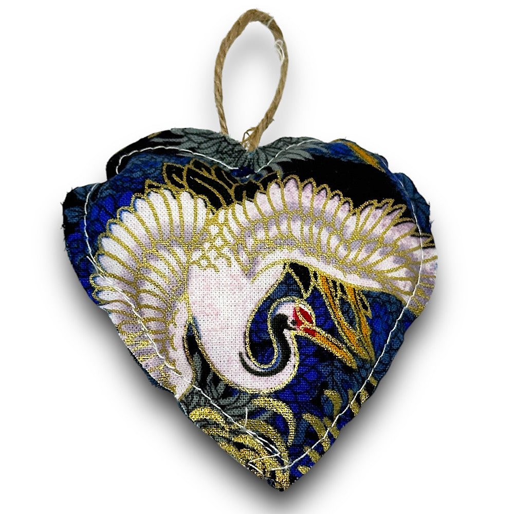 Lavender scented hanging heart decoration - stork
