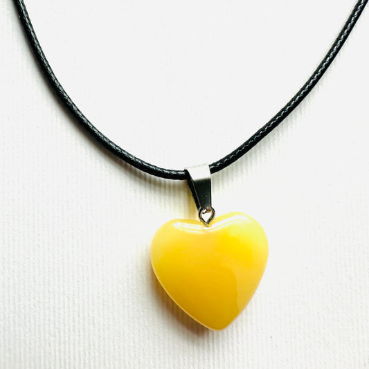 Heart necklace ( yellow natural stone)
