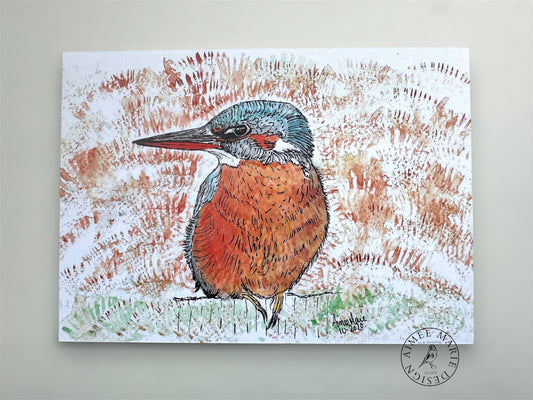 Kingfisher bird art print.