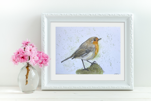 Robin watercolour print.