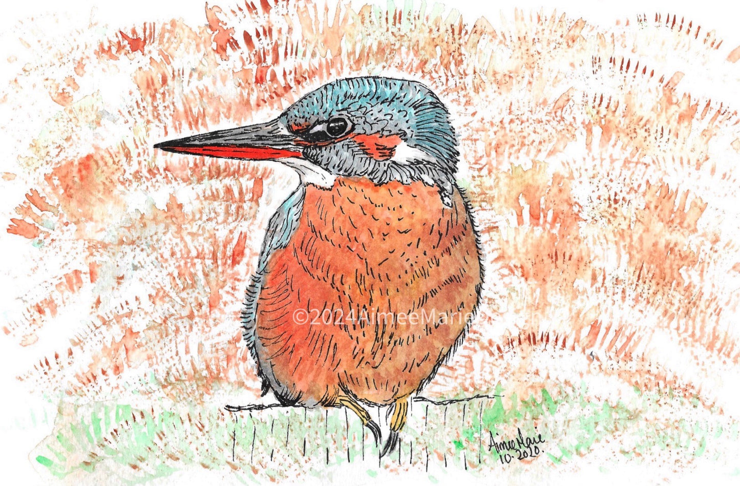 Kingfisher bird art print.