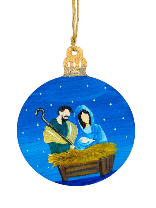 Nativity scene Christmas tree decoration.
