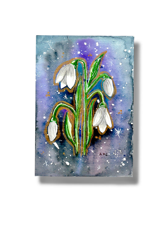 Snowdrop flower original watercolour art