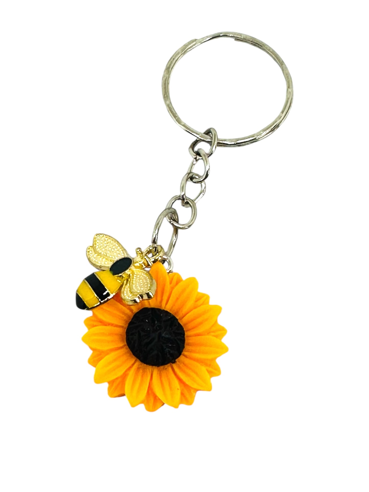 Bee and sunflower keyring/keychain/bag charm.