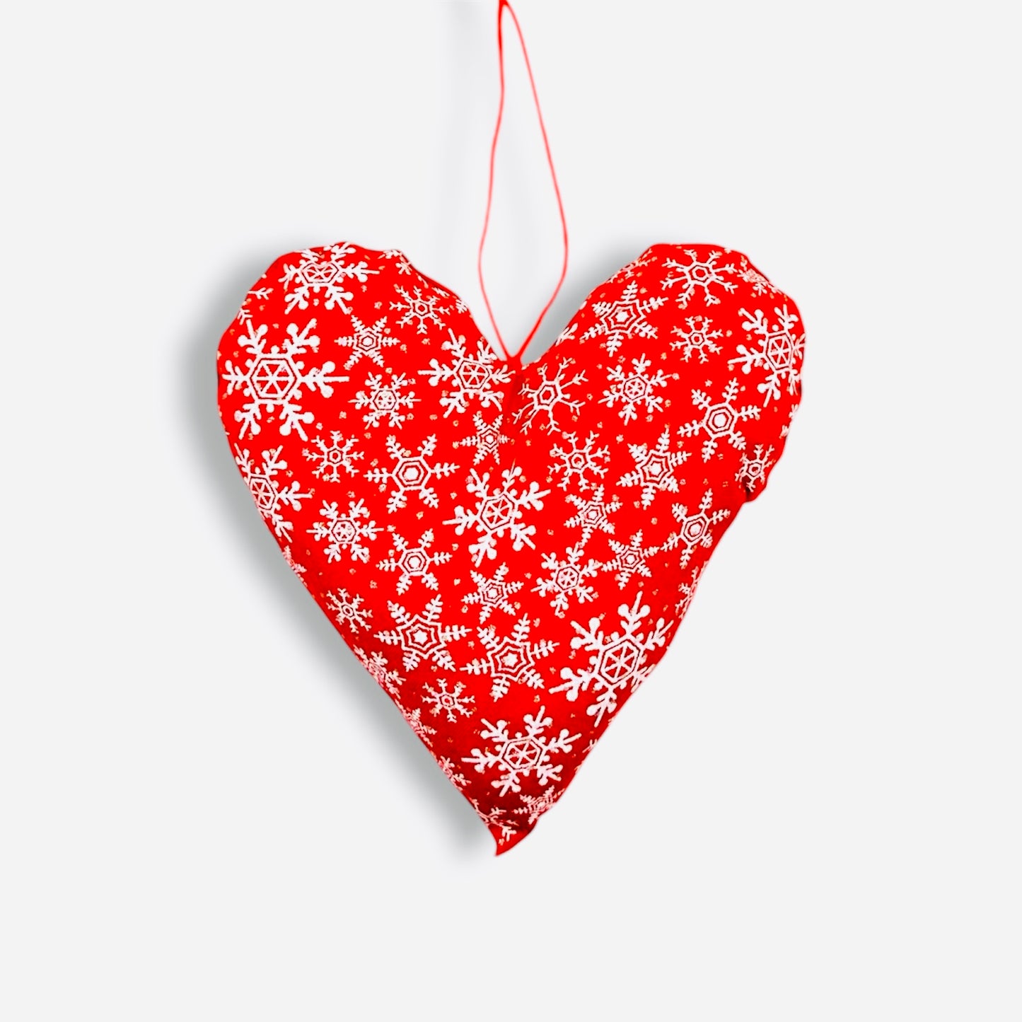 Large red heart Christmas tree decoration - snowflake design